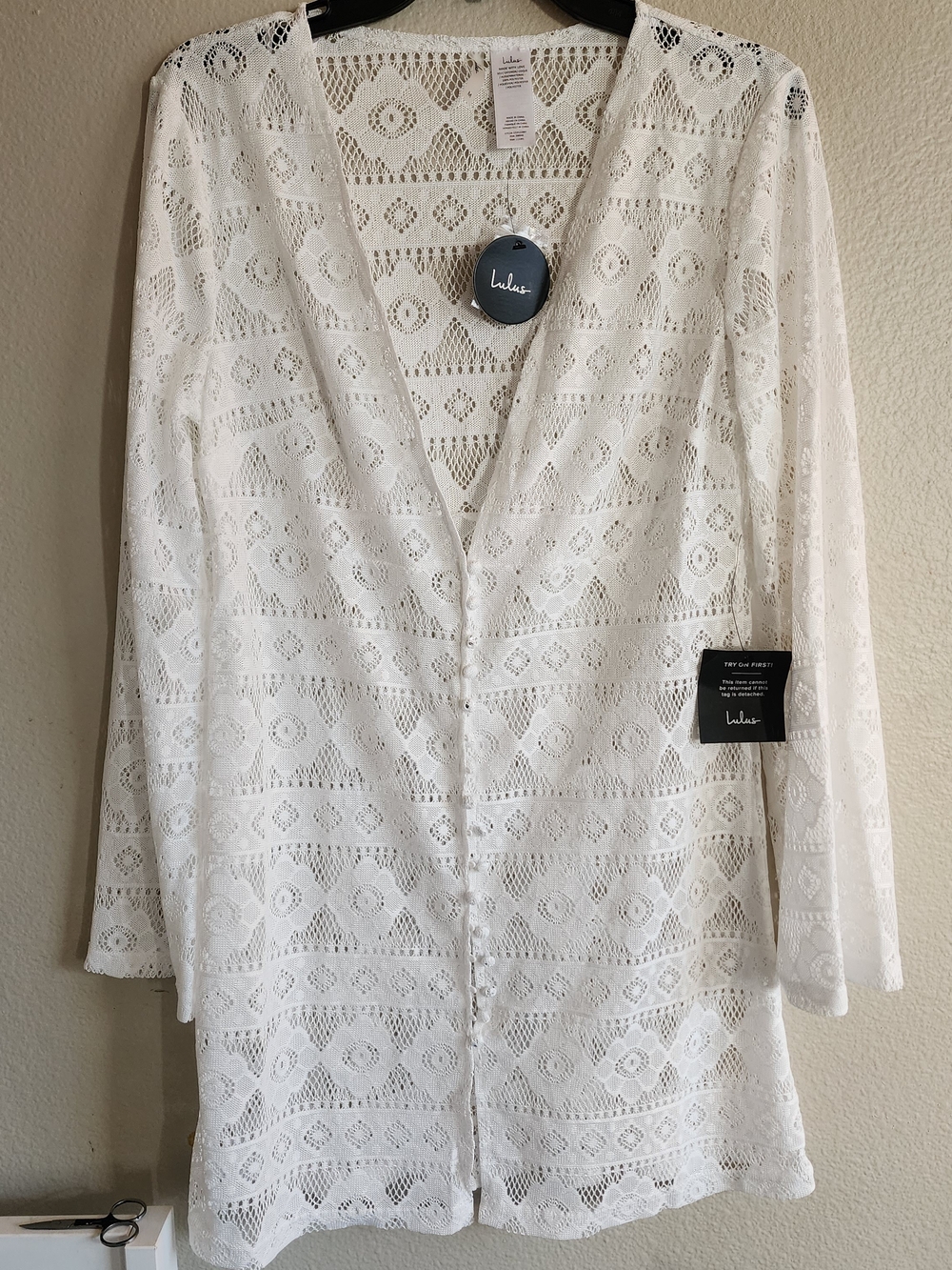 Lulus City of Angels White Crochet Lace Button-Up Swim Cover-Up - Picture 2 of 7